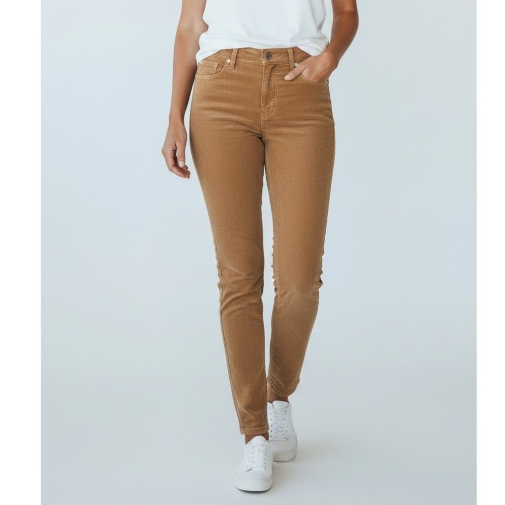LOFT Women 29/8 Petite Ins Corduroy High Waist Skinny Pants Camel - Pumpkin Fall